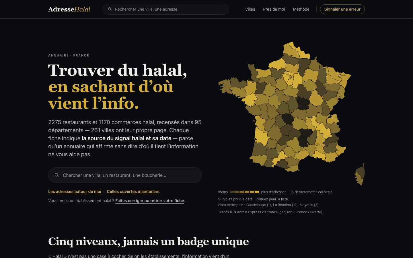 Page d'accueil de adressehalal.com, capturée le 10 septembre 2026.