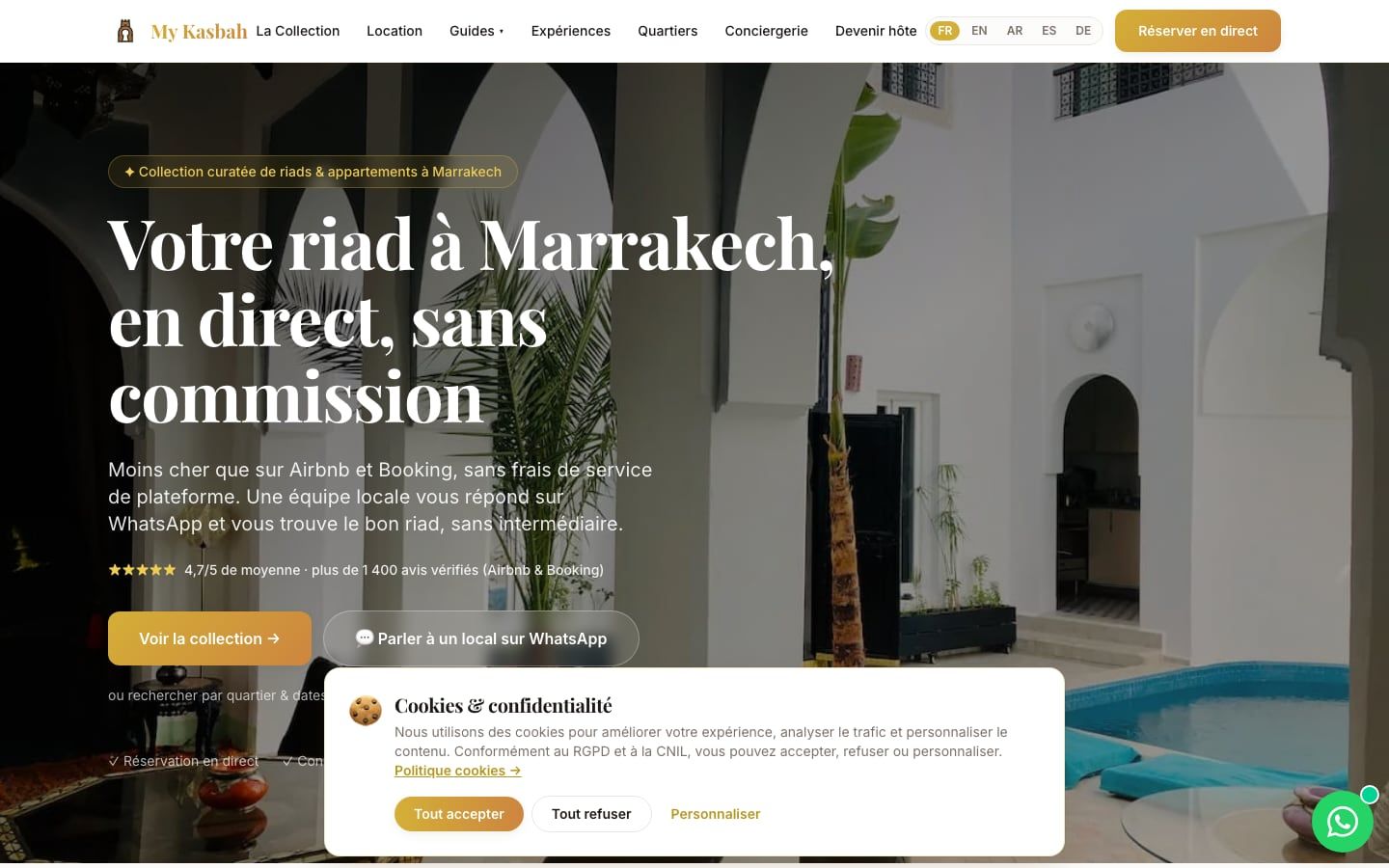 Page d'accueil de mykasbah.com, capturée le 10 septembre 2026.